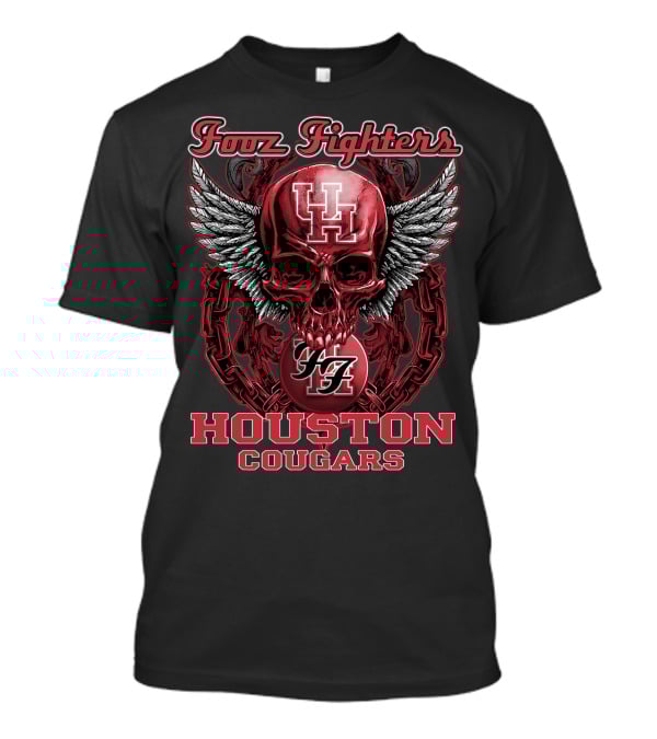 Foo Fighters Houston Cougars UH Skull Wings T-Shirt