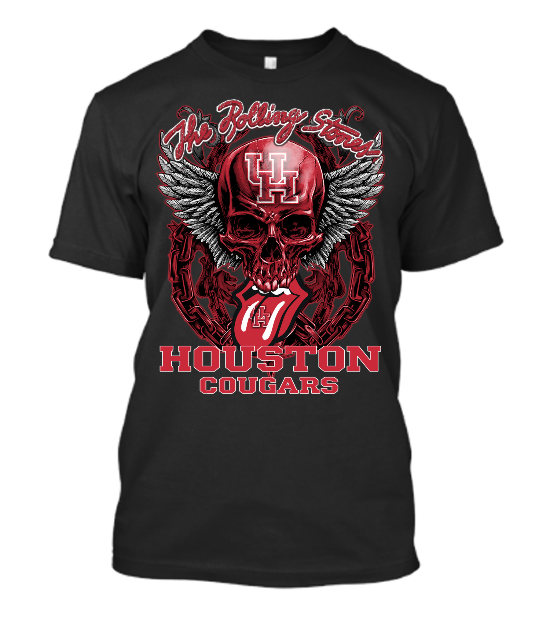 The Rolling Stones Houston Cougars Skull With Wings And Tongue T-Shirt
