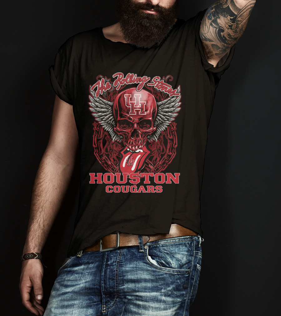 The Rolling Stones Houston Cougars Skull With Wings And Tongue T-Shirt