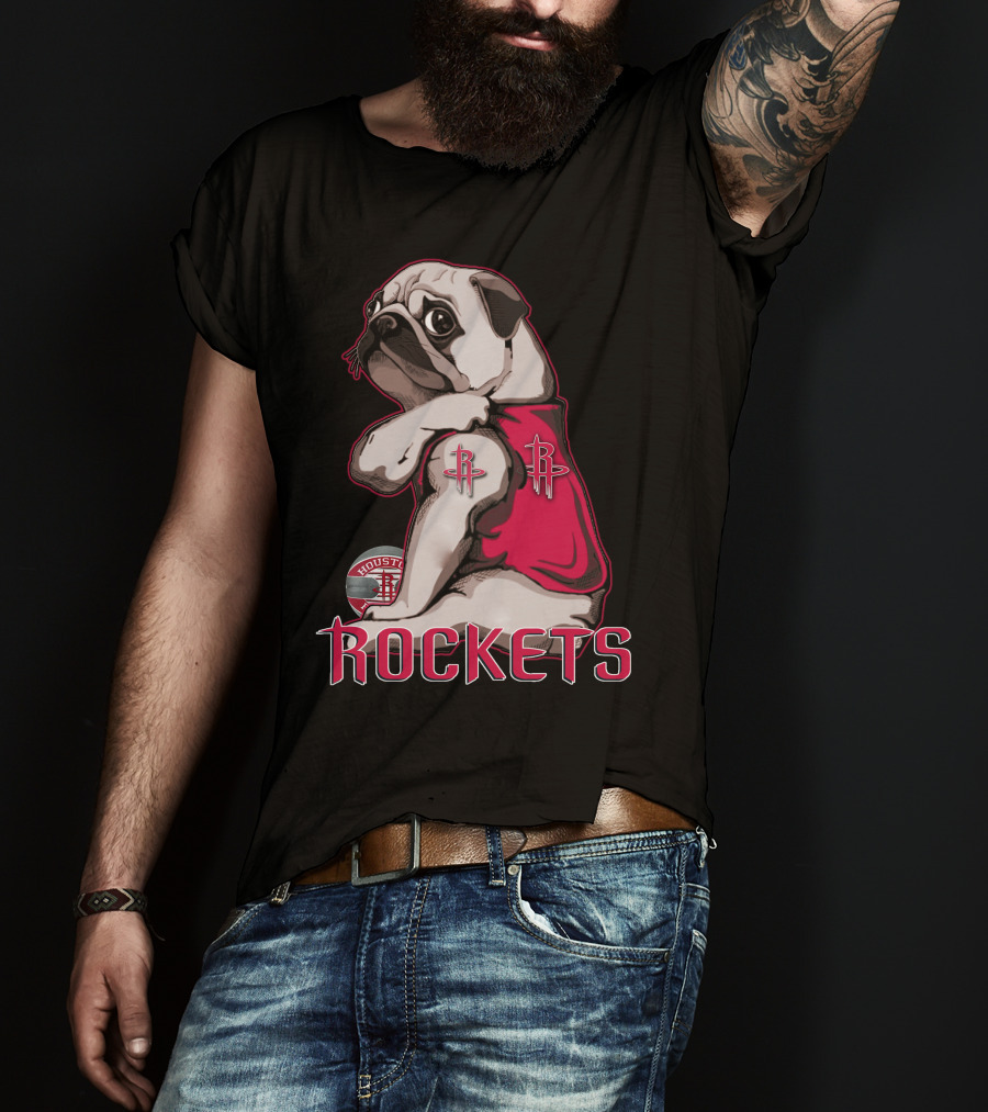 Houston Rockets Pug Wearing Logo Jersey T-Shirt