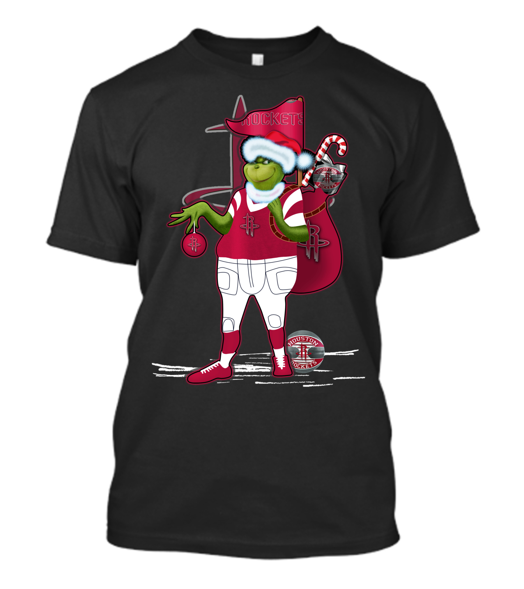Grinchxmas Houston Rockets Holiday Santa Basketball T-Shirt