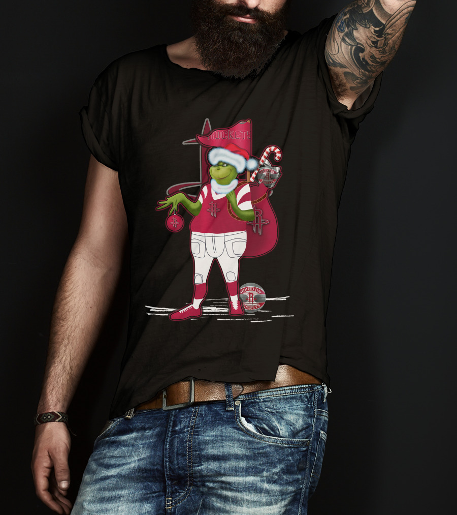 Grinchxmas Houston Rockets Holiday Santa Basketball T-Shirt