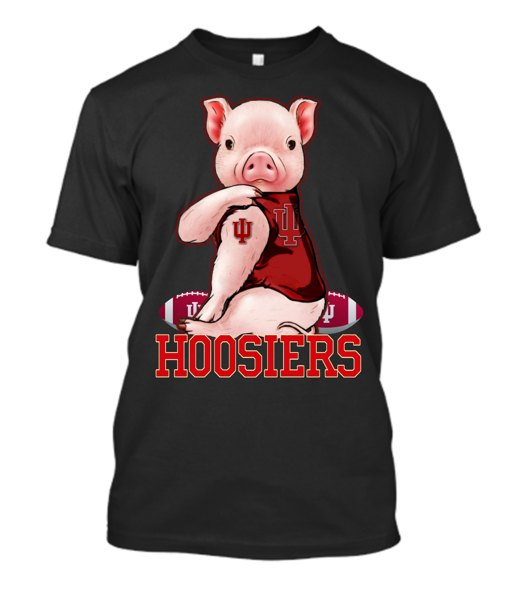 Hoosiers Pig With IU Jersey And Football T-Shirt