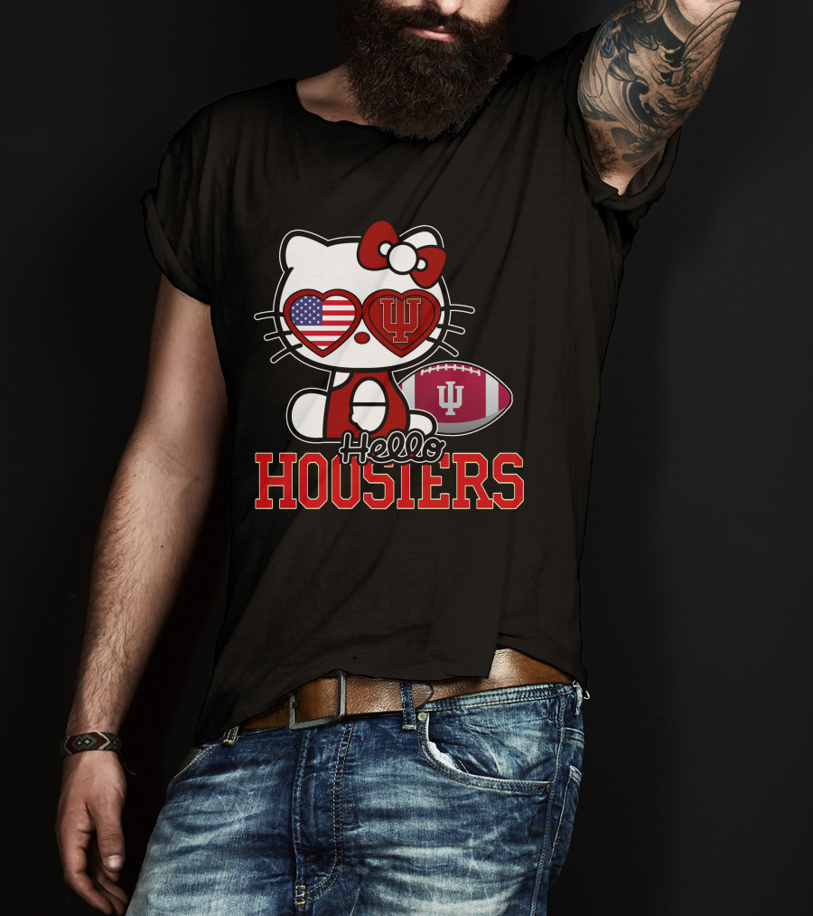 Hellokitty Indiana Hoosiers American Flag IU Football T-Shirt