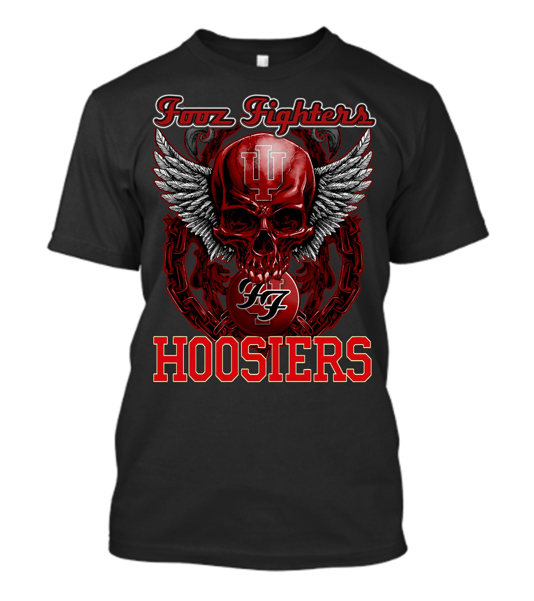 Foo Fighters Indiana Hoosiers Skull Wings IU T-Shirt