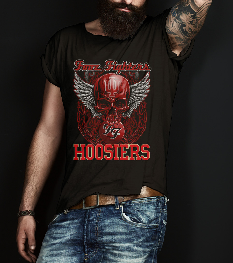 Foo Fighters Indiana Hoosiers Skull Wings IU T-Shirt
