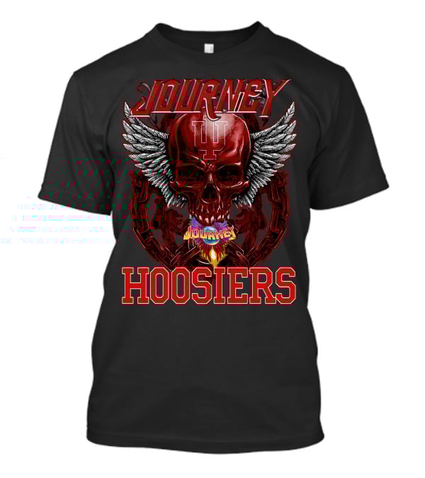 Journey Indiana Hoosiers Skull Wings Chains Flame T-Shirt