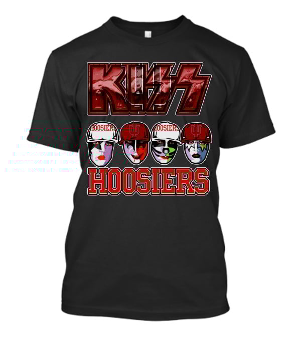 Kiss Indiana Hoosiers Face Paint Band Member Heads With IU Hats T-Shirt