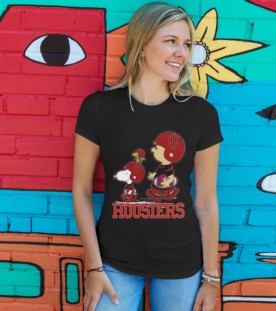 Snpfootball Indiana Hoosiers Peanuts Characters Iu Helmet T-Shirt