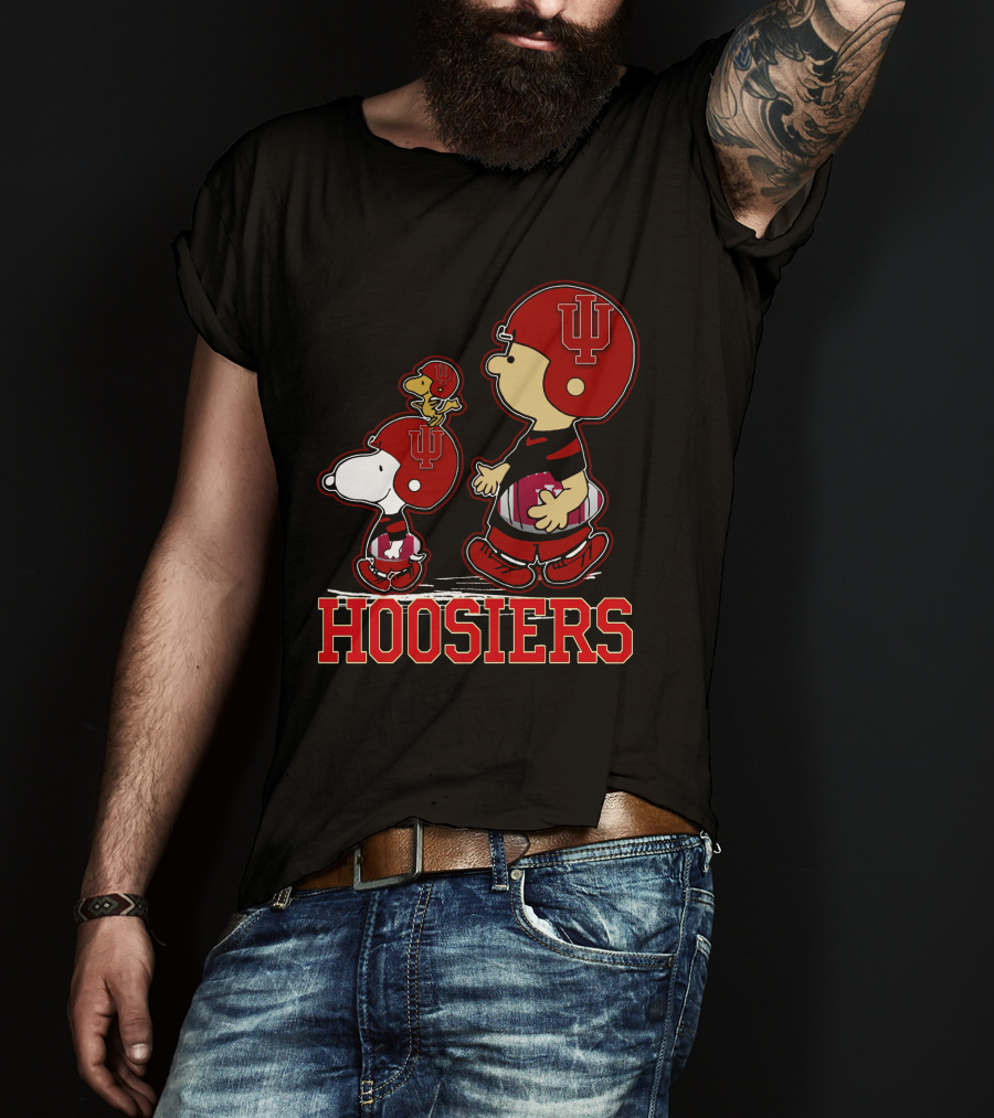 Snpfootball Indiana Hoosiers Peanuts Characters Iu Helmet T-Shirt