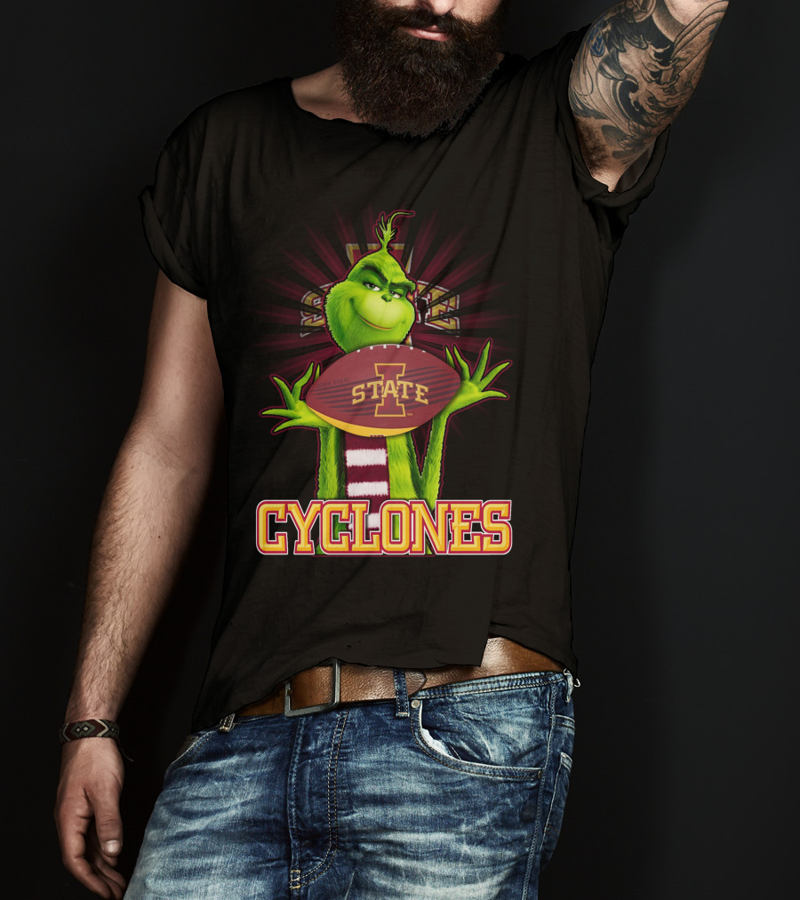 Grinch Holding Iowa State Cyclones Football T-Shirt