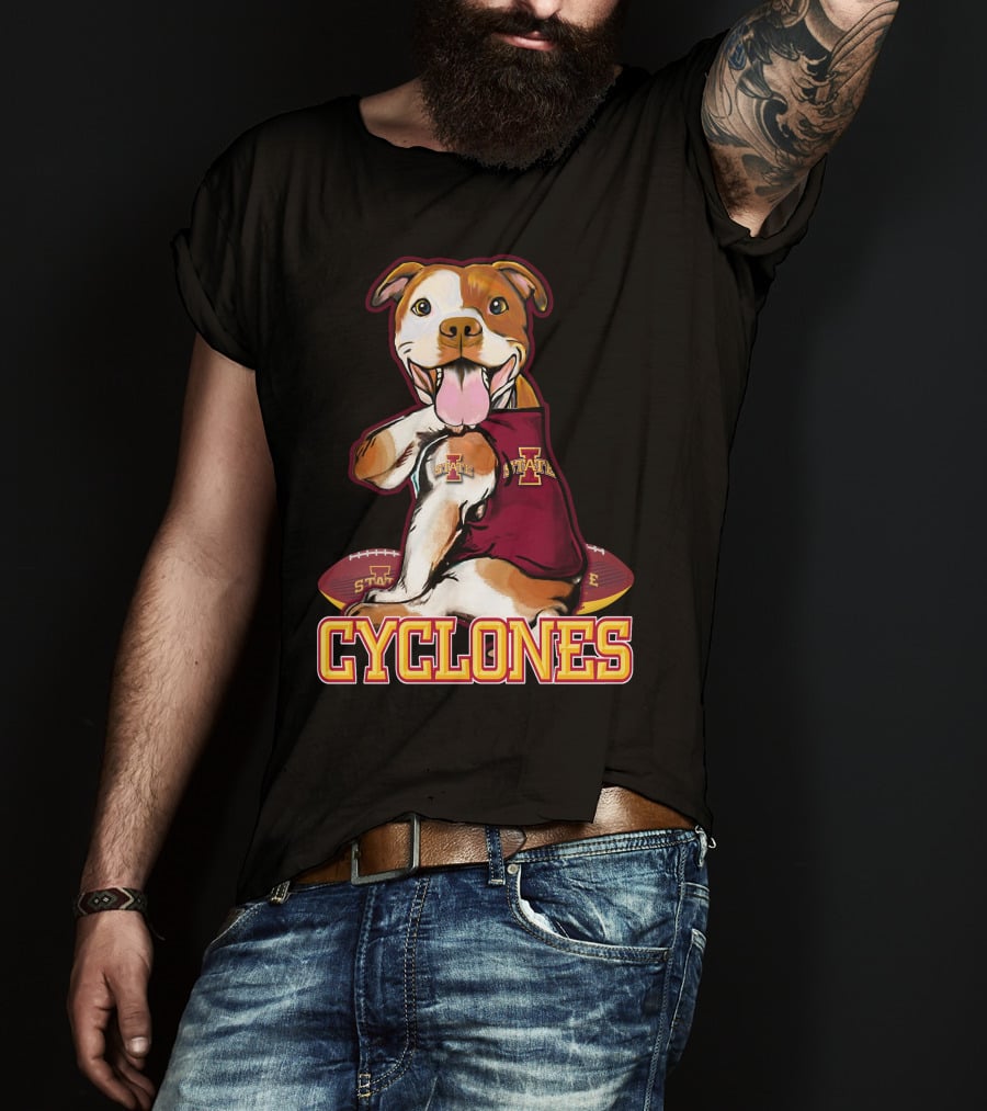 Iowa State Cyclones Pitbull With Football And Tattoos T-Shirt