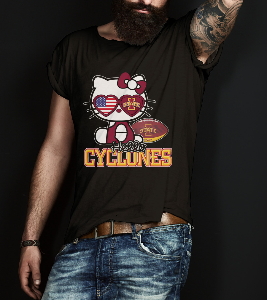 Hello Kitty Iowa State Cyclones Football American Flag T-Shirt