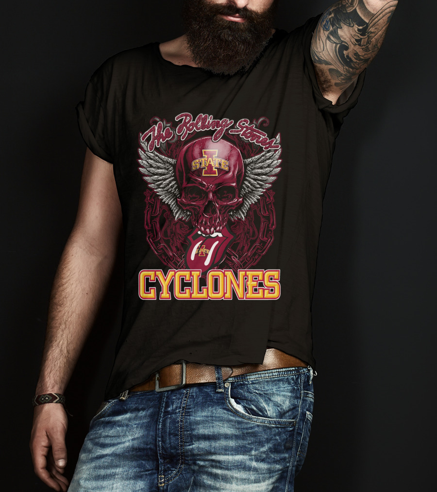 The Rolling Stones Iowa State Cyclones Skull Winged Tongue T-Shirt