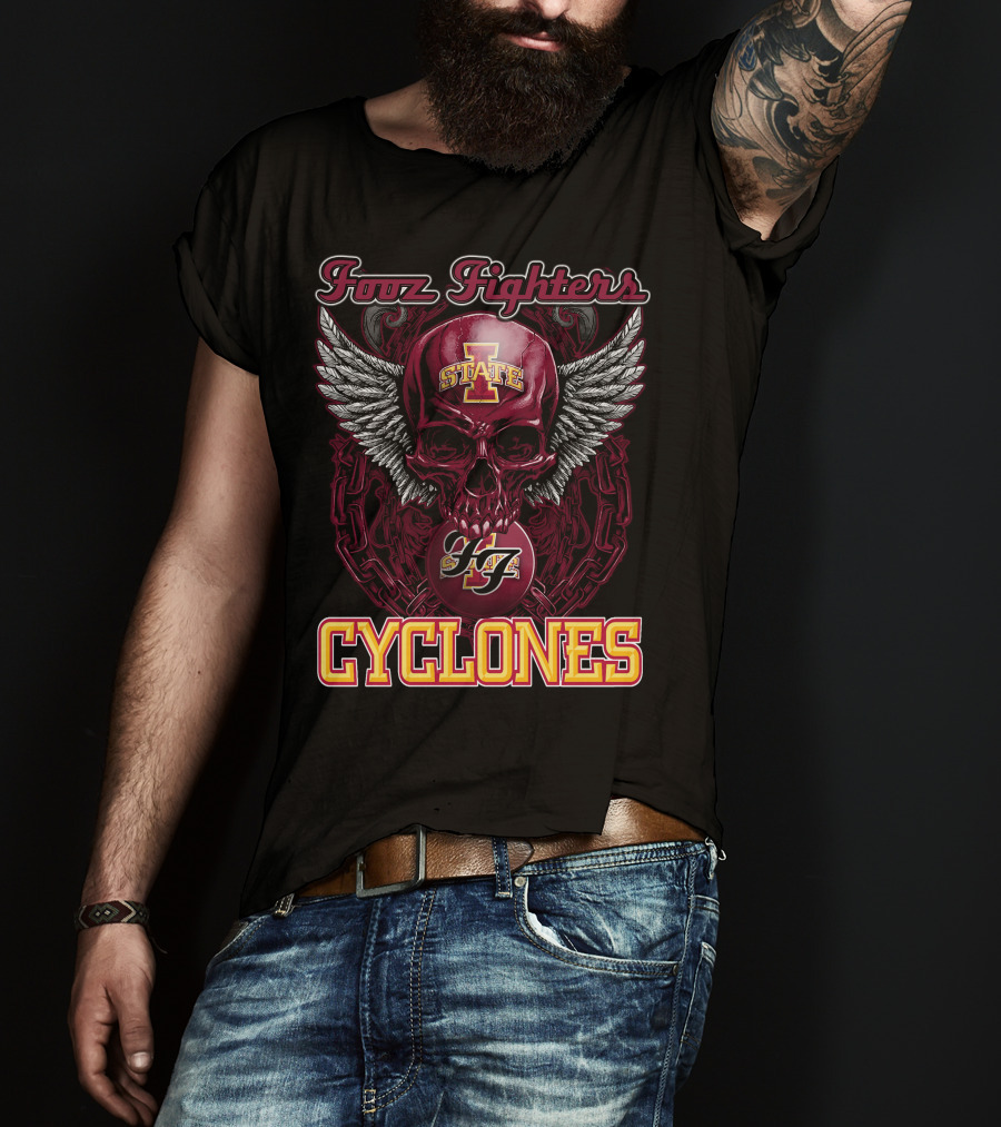 Iowa State Foo Fighters Cyclones Winged Skull T-Shirt