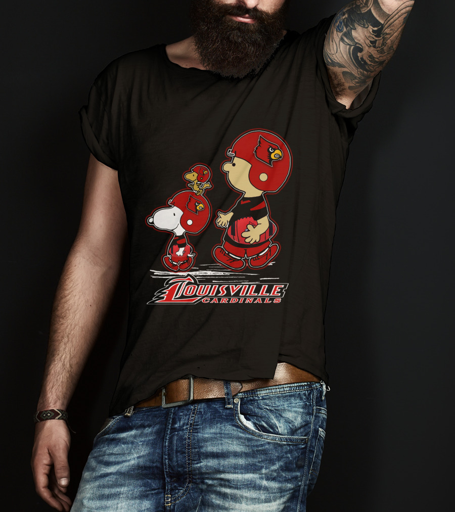 Snpfootball Louisville Cardinals Charlie Brown And Snoopy T-Shirt