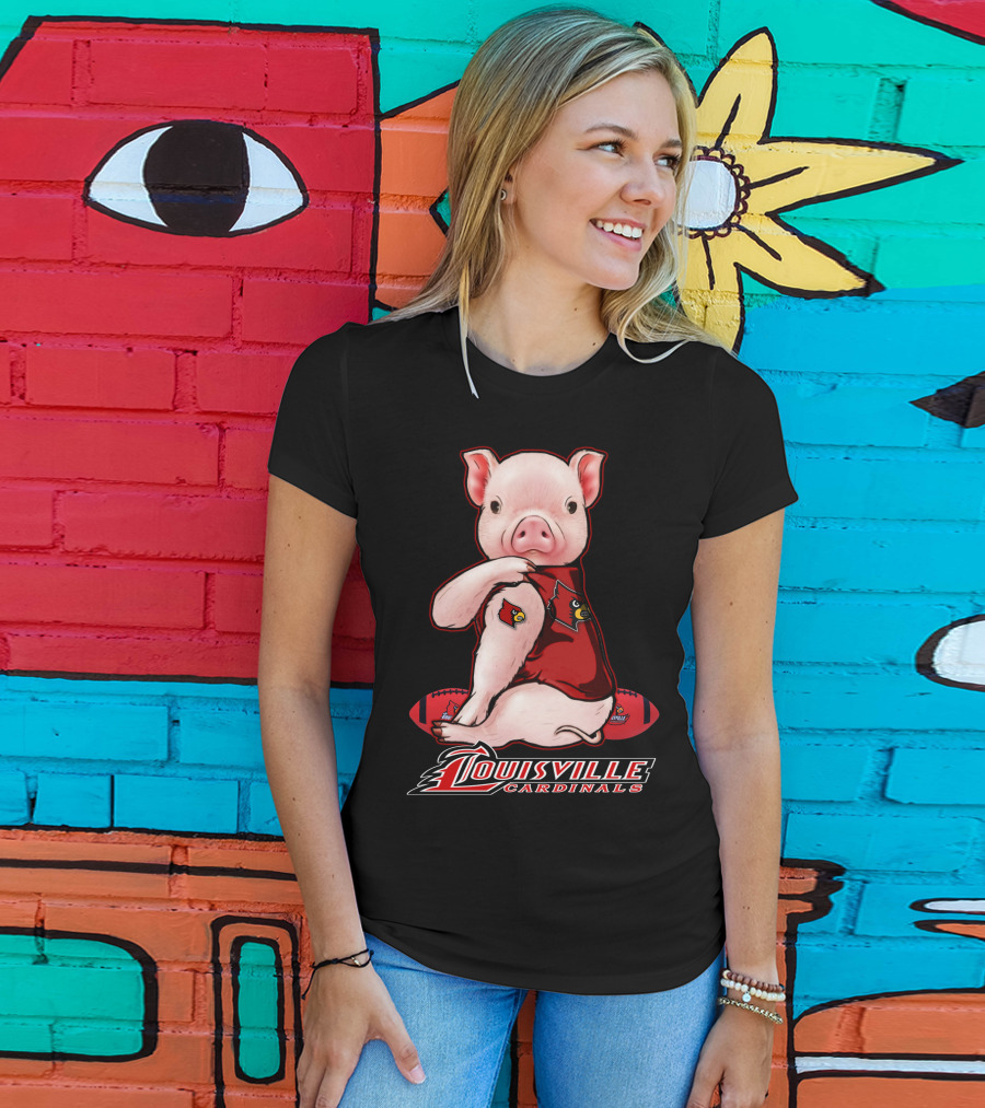 Louisville Cardinals Pig With Football Gear T-Shirt
