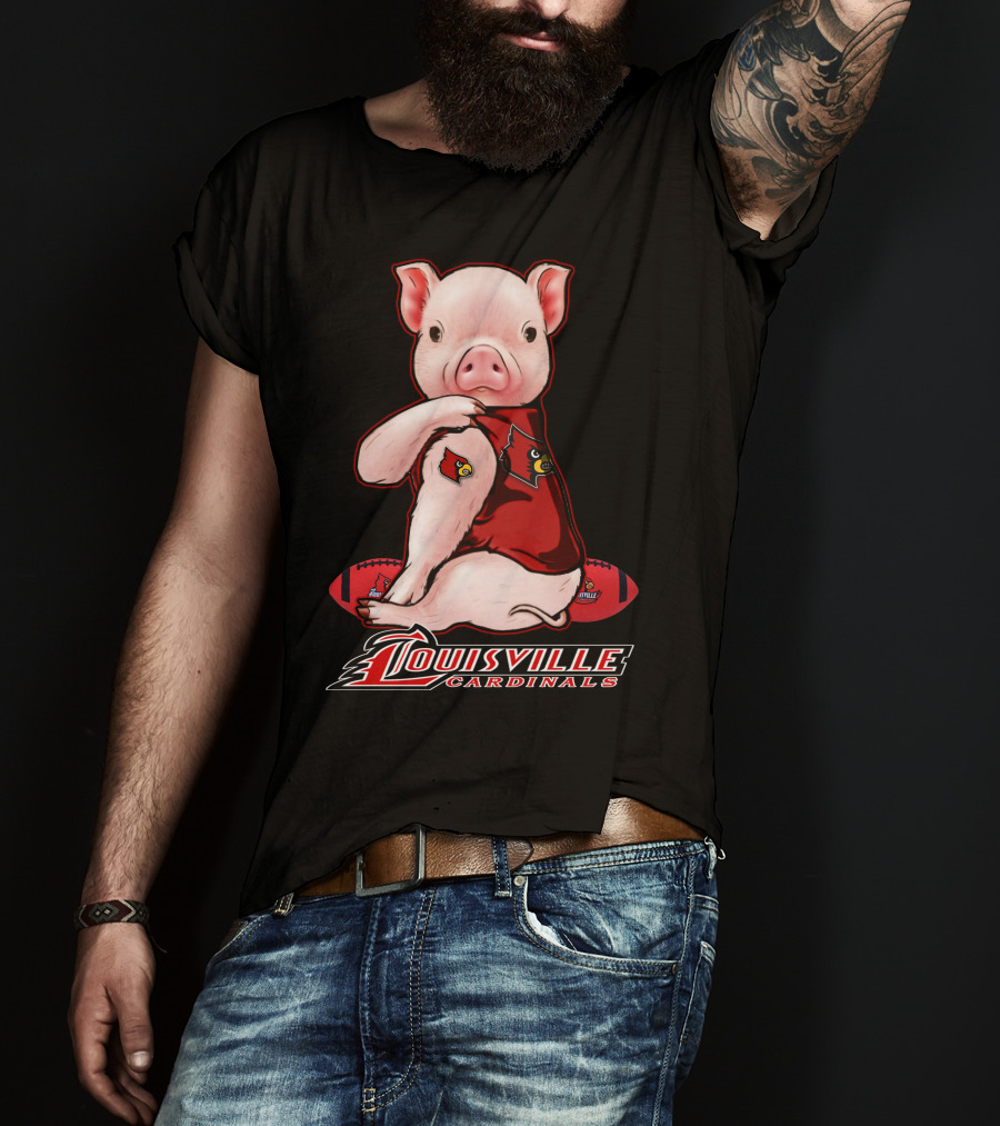 Louisville Cardinals Pig With Football Gear T-Shirt