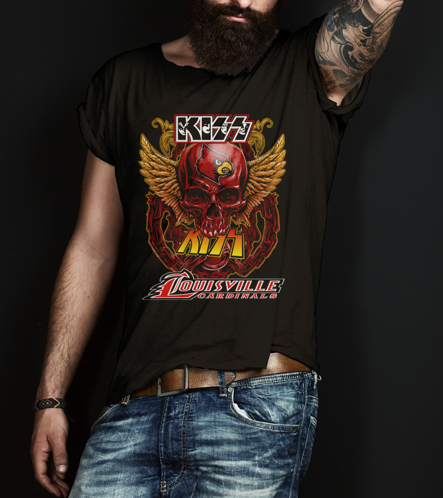 KISS Louisville Cardinals Skull Wings T-Shirt