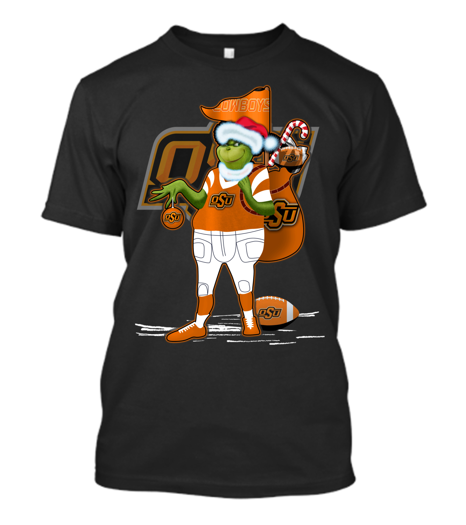 Grinchxmas Oklahoma State Cowboys OSU Football Holiday Cheer T-Shirt