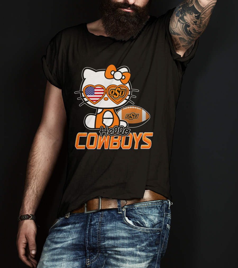 Hello Kitty OSU Cowboys Football Fan T-Shirt