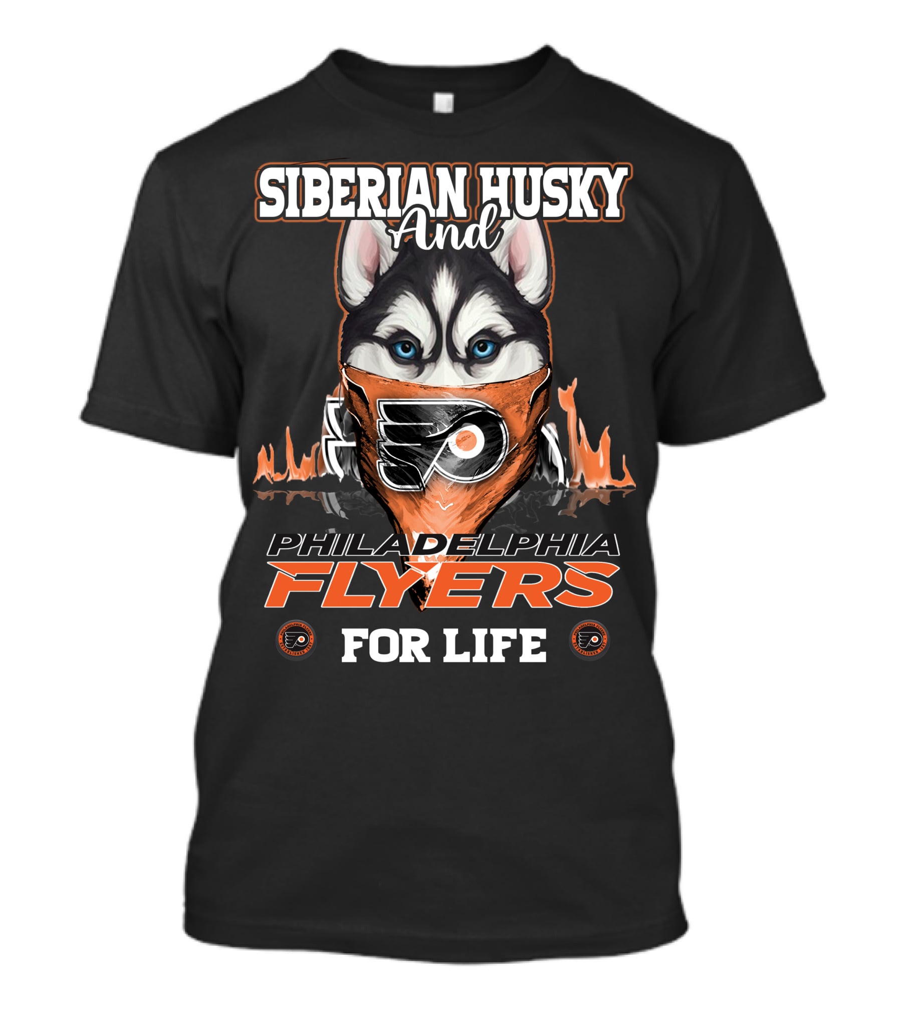 Siberian Husky And Philadelphia Flyers For Life T-Shirt