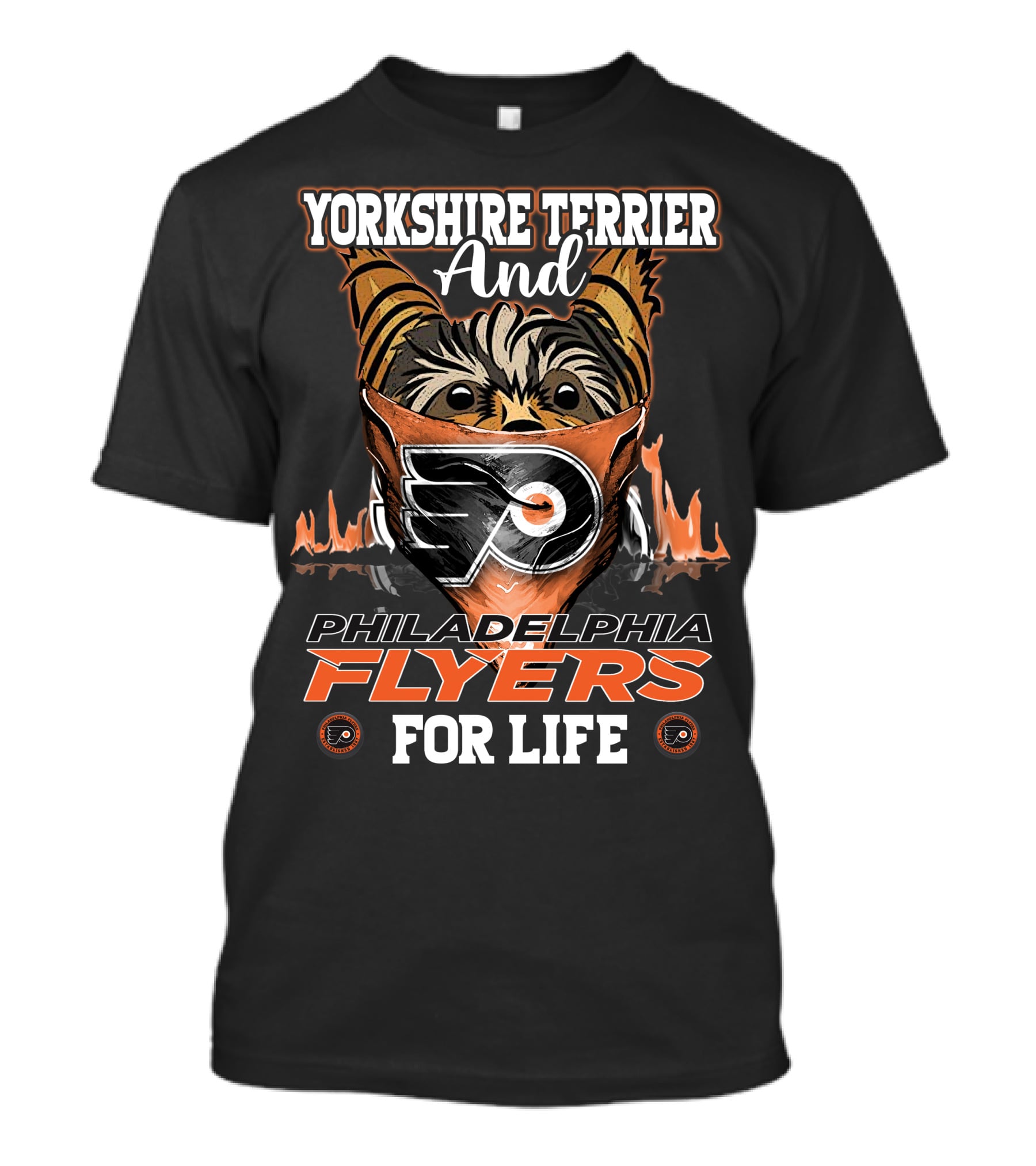 Yorkshire Terrier And Philadelphia Flyers For Life T-Shirt