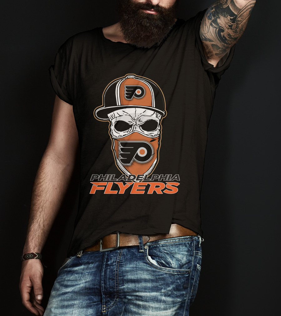 Philadelphia Flyers Skull Mask And Cap T-Shirt