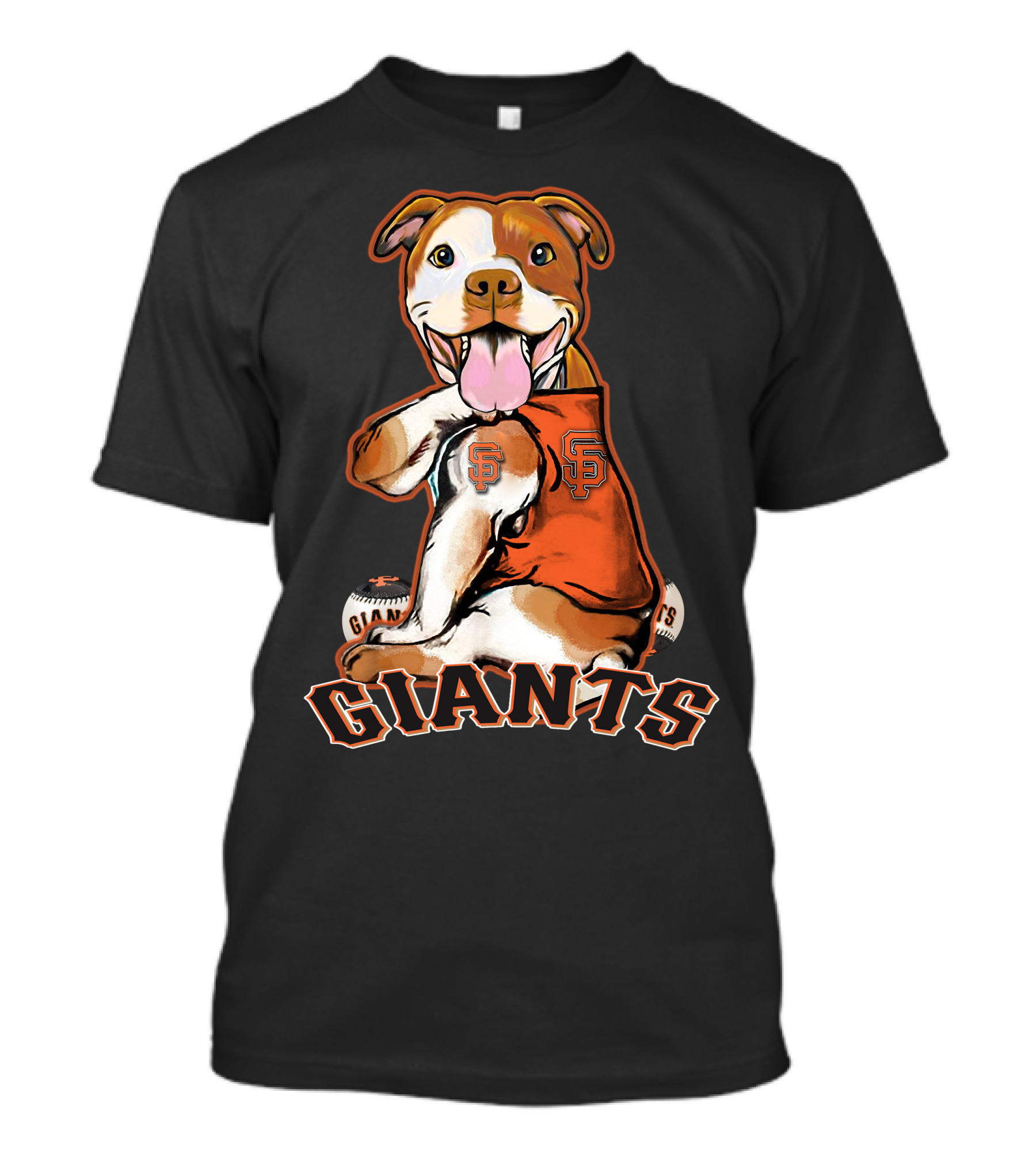 Pittbull San Francisco Giants Dog Logo Orange And Black T-Shirt