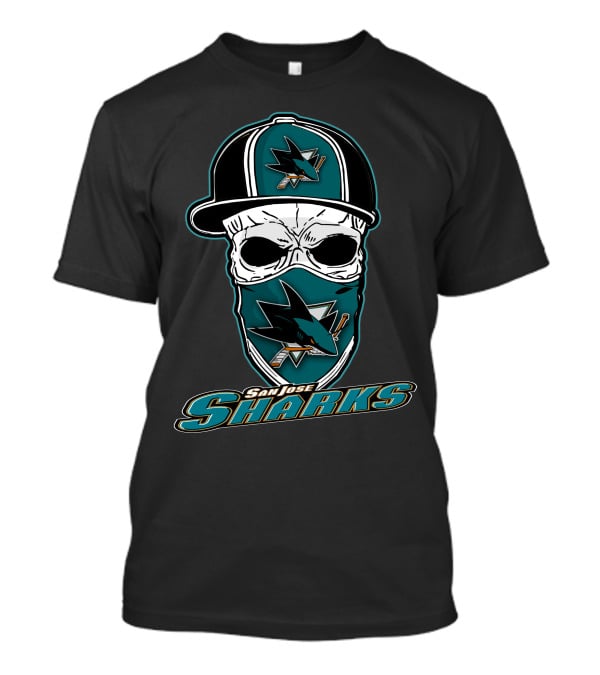 San Jose Sharks Skull Hat T-Shirt