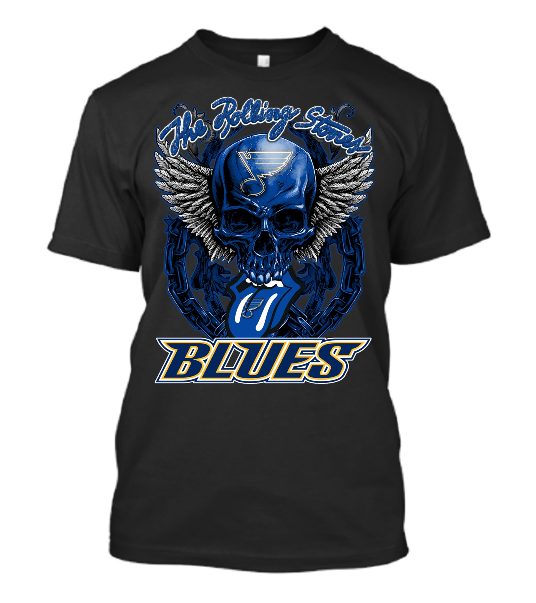The Rolling Stones St. Louis Blues Skull Wings Tongue T-Shirt