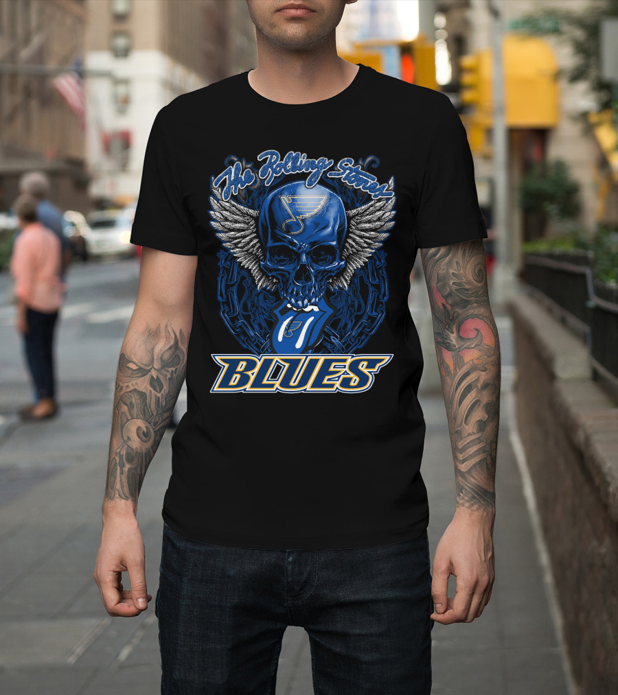 The Rolling Stones St. Louis Blues Skull Wings Tongue T-Shirt