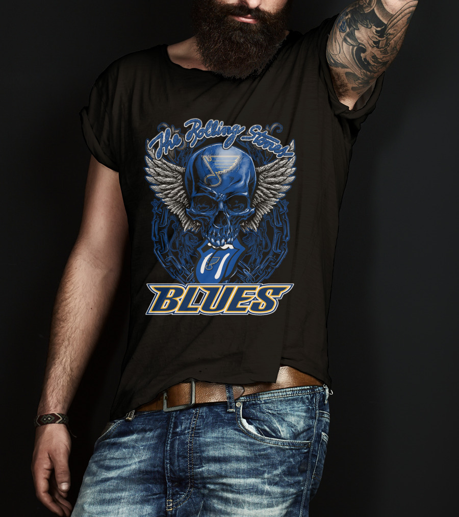 The Rolling Stones St. Louis Blues Skull Wings Tongue T-Shirt