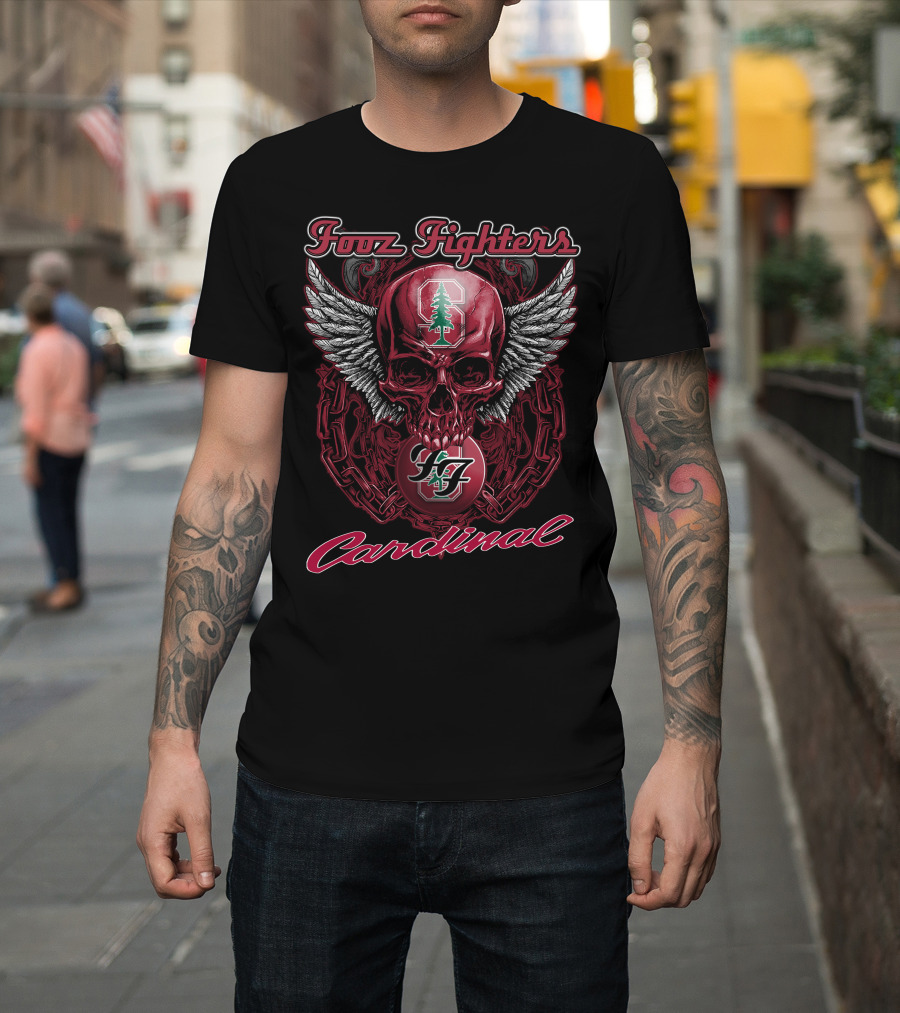 Foo Fighters Stanford Cardinal Skull Wings Chains T-Shirt