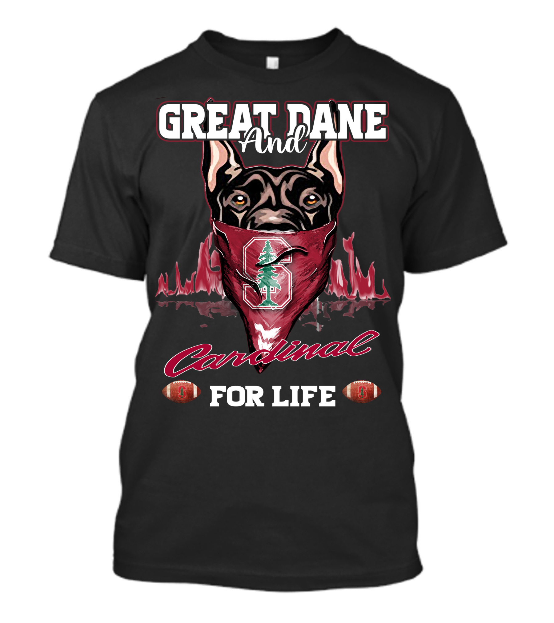 Great Dane And Cardinal For Life Stanford T-Shirt