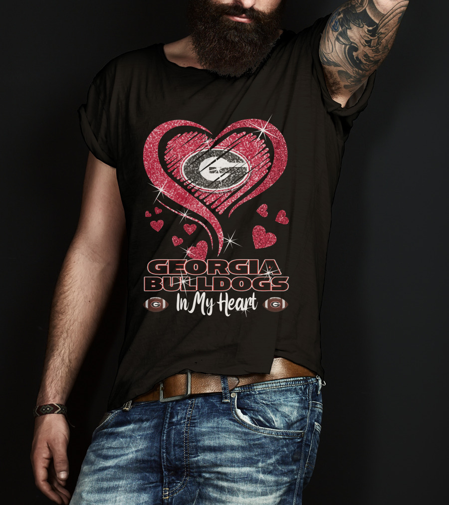 Georgia Bulldogs Glitter Heart In My Heart T-Shirt