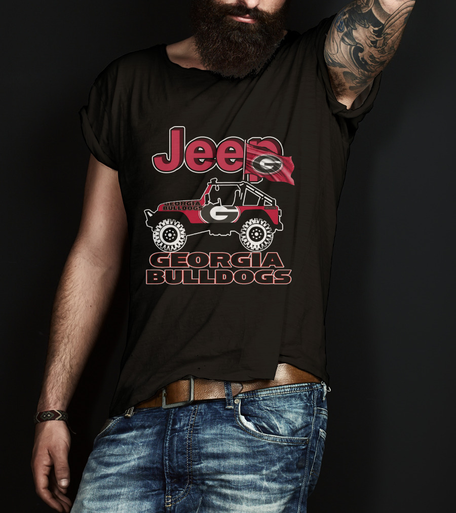Jeep Georgia Bulldogs Georgia Bulldogs Flag Jeep T-Shirt