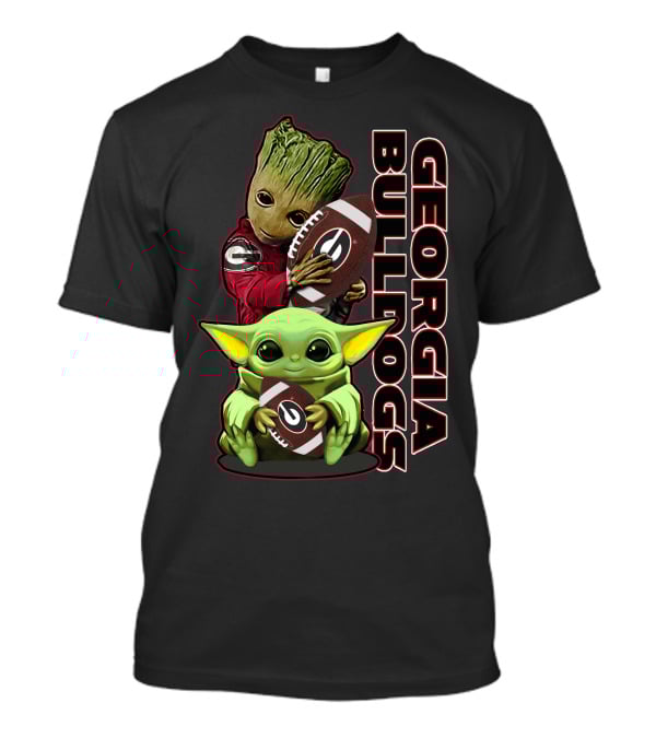 Grzd Georgia Bulldogs Star Wars And Groot Football Crossover T-Shirt