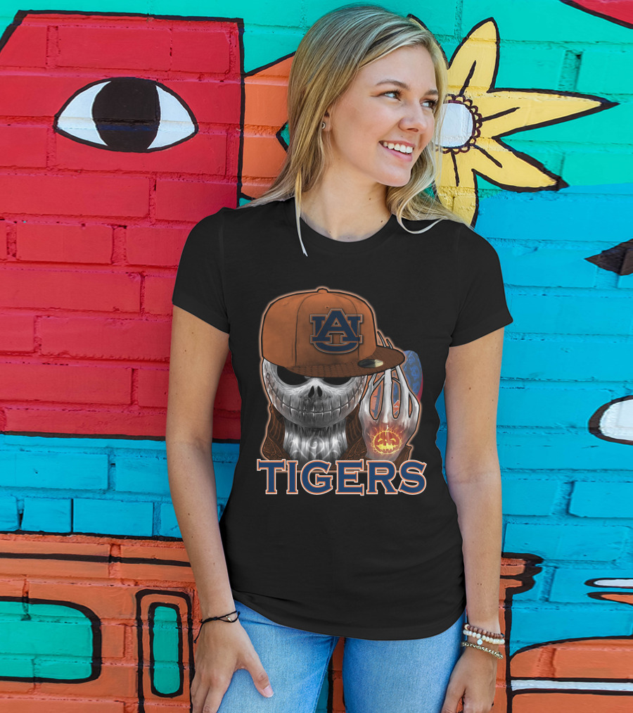 Jackskull Auburn Tigers Halloween Pumpkin T-Shirt