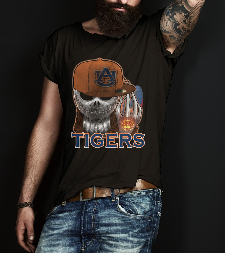 Jackskull Auburn Tigers Halloween Pumpkin T-Shirt