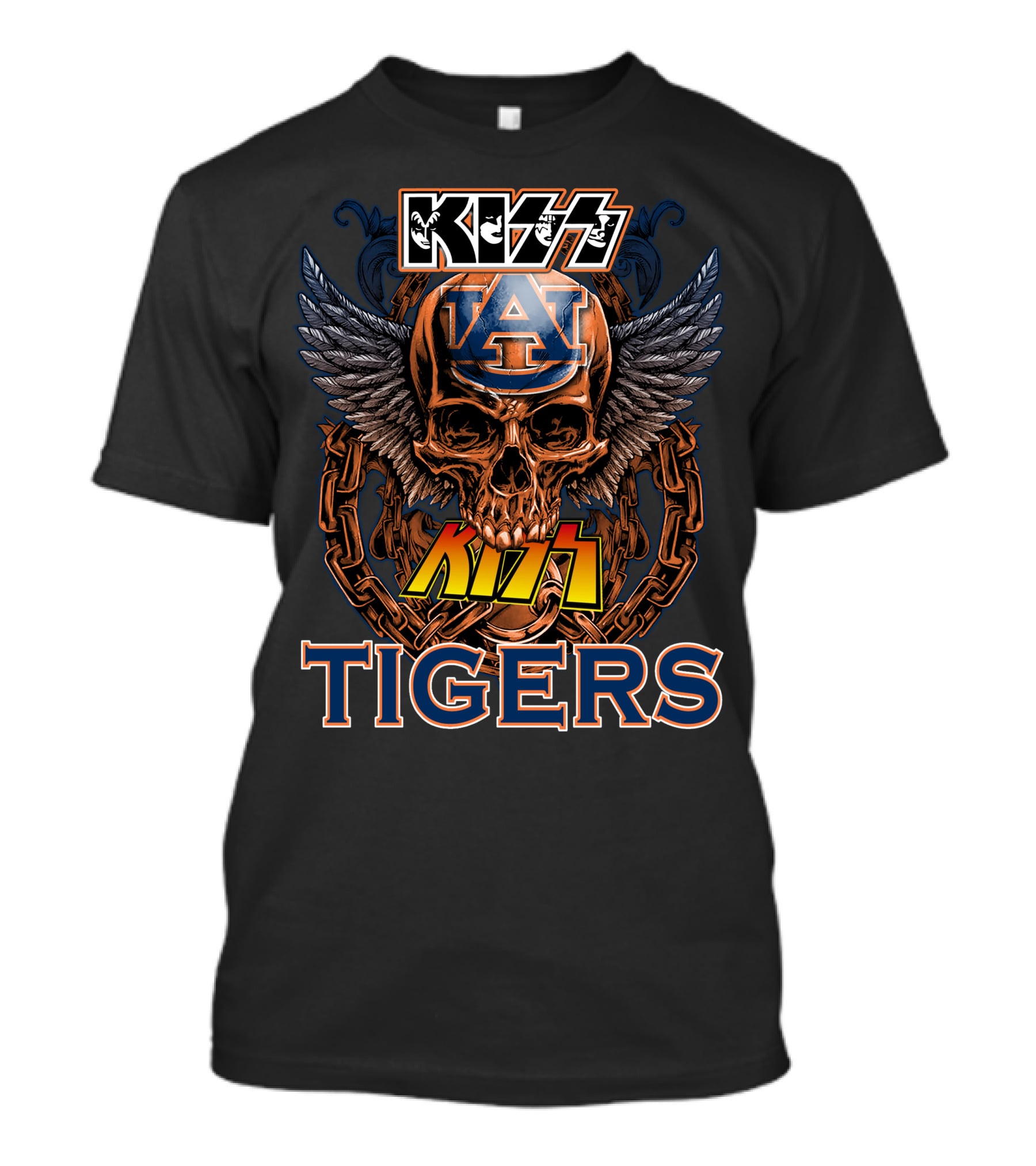 Kiss Auburn Tigers Skull Wings T-Shirt