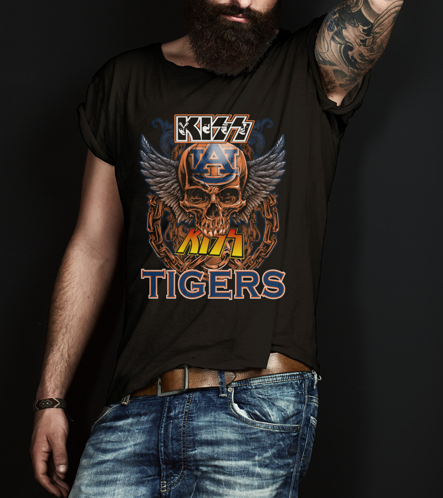 Kiss Auburn Tigers Skull Wings T-Shirt