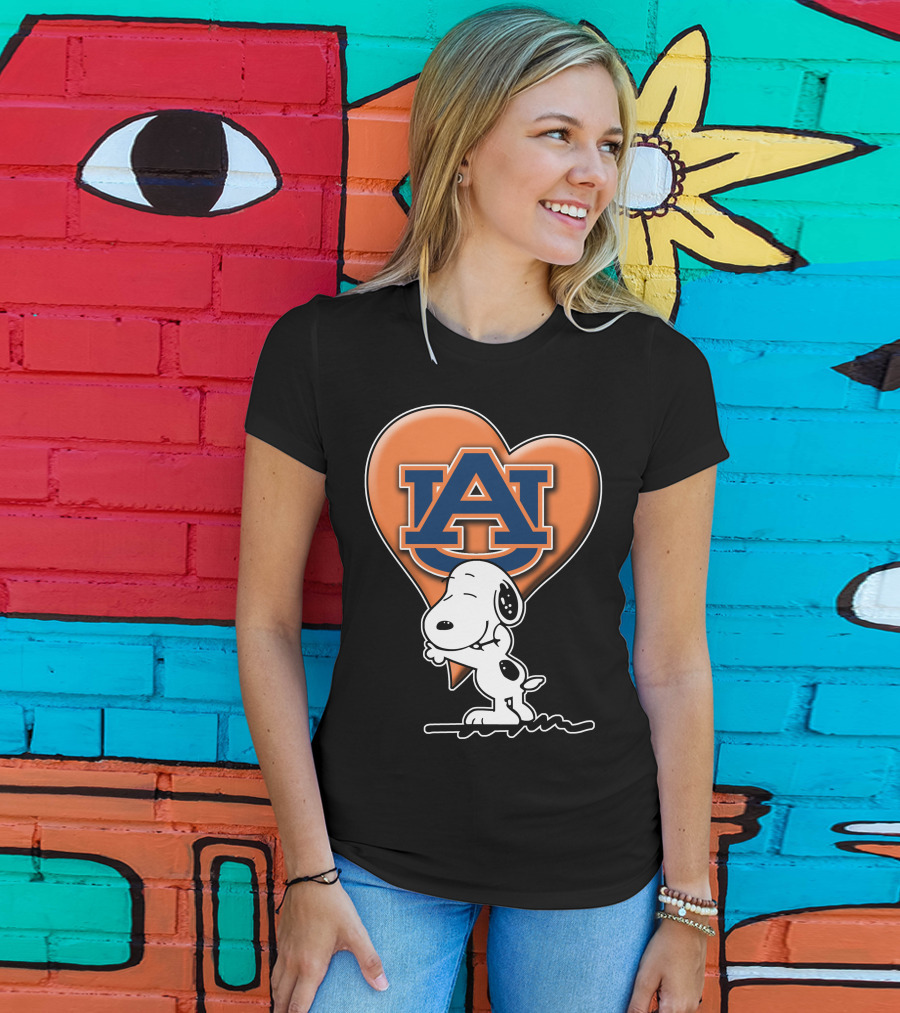 Snoopy Auburn Tigers Heart Fan T-Shirt