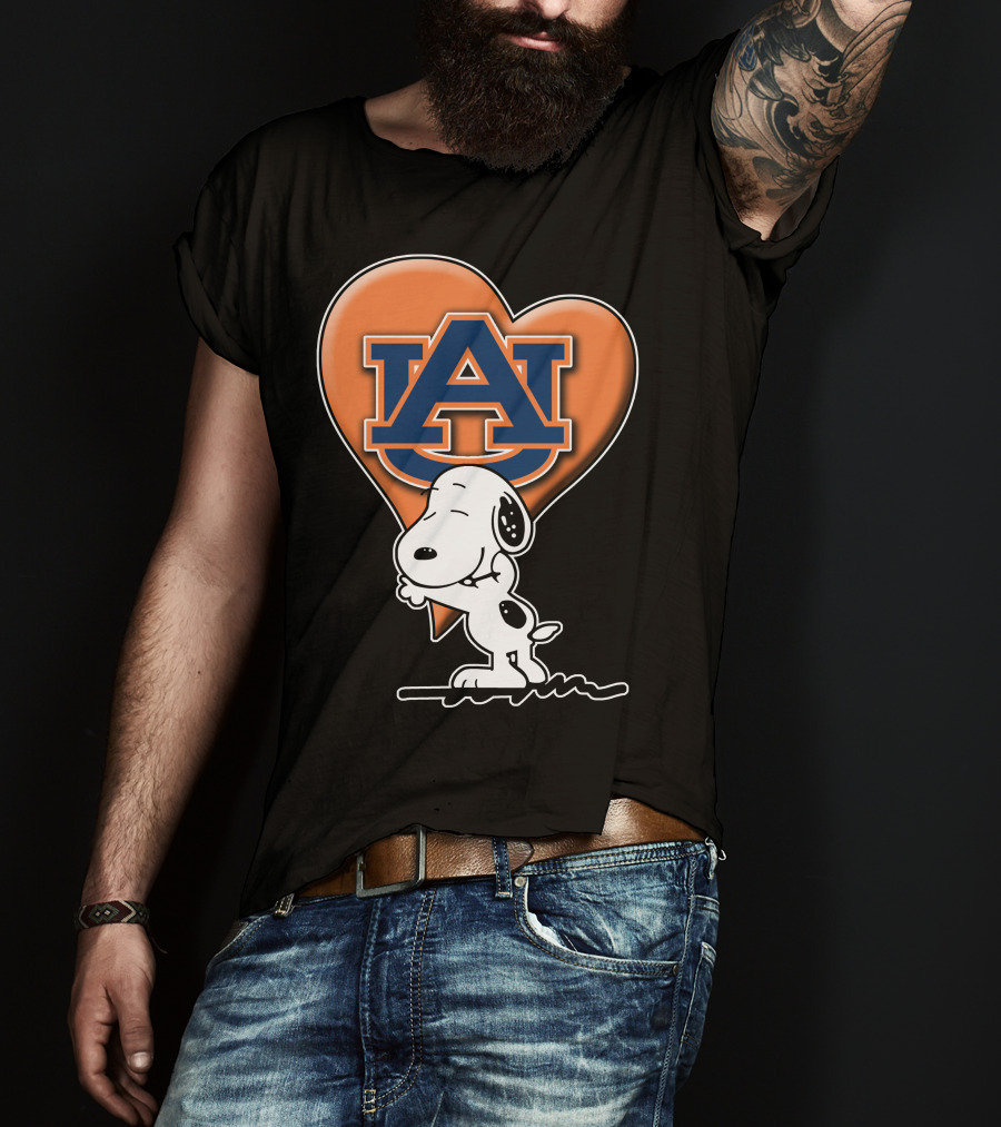 Snoopy Auburn Tigers Heart Fan T-Shirt