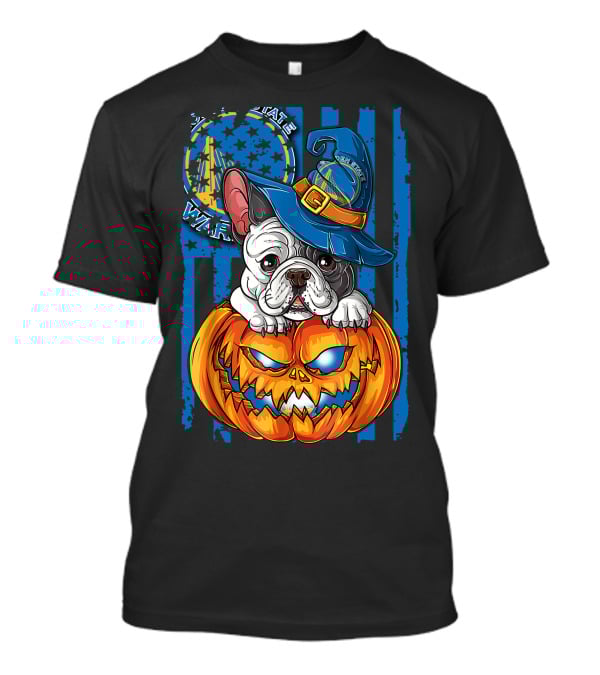 Bulldog Witch Hat Pumpkin Halloween Golden State Warriors T-Shirt