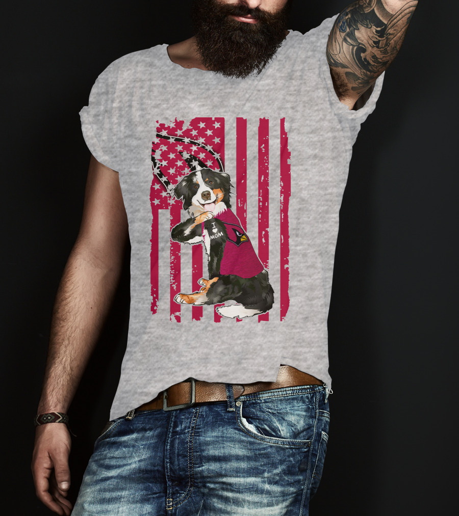 Border Collie I Love Mom Arizona Cardinals T-Shirt