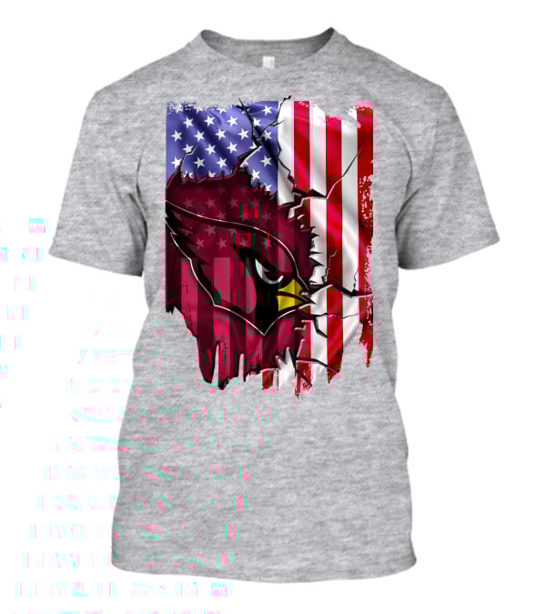 USA Flag With Arizona Cardinals T-Shirt