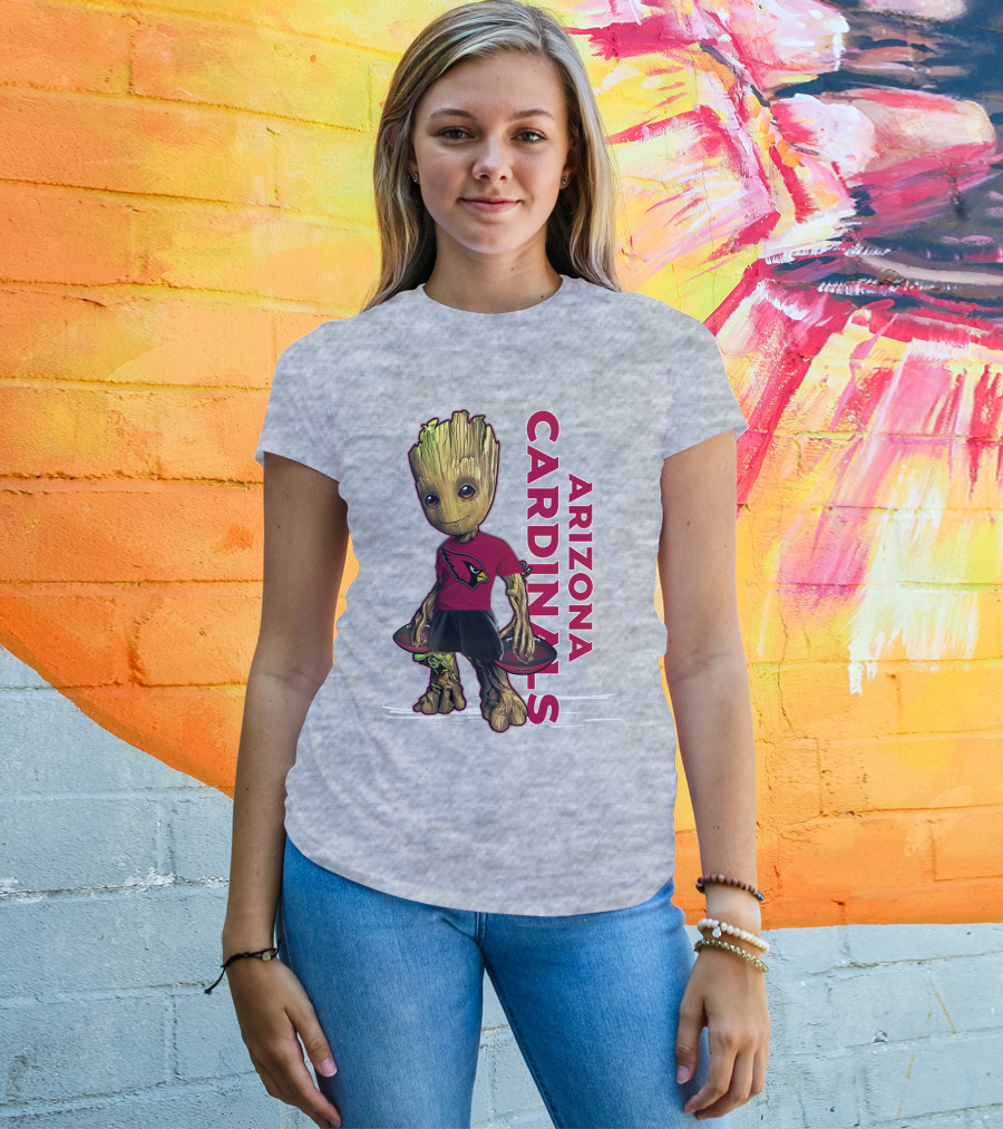 Groot Arizona Cardinals NFL Fan Art With Team Logo And Character T-Shirt