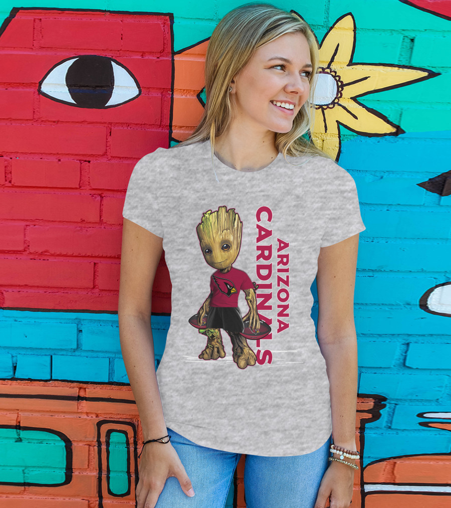 Groot Arizona Cardinals NFL Fan Art With Team Logo And Character T-Shirt