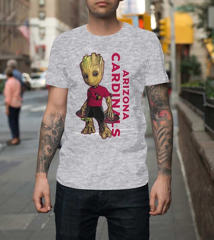 Groot Arizona Cardinals NFL Fan Art With Team Logo And Character T-Shirt